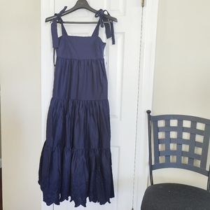 NWT Jason Wu Tiered Maxi Embroidered Smock Dress. XS. Navy.